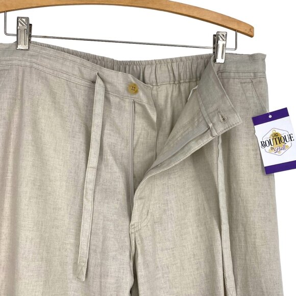 Havanera Mens L 36-38 Beige Linen Chino Pants Pockets Button Fly Closure Casual - Picture 4 of 13